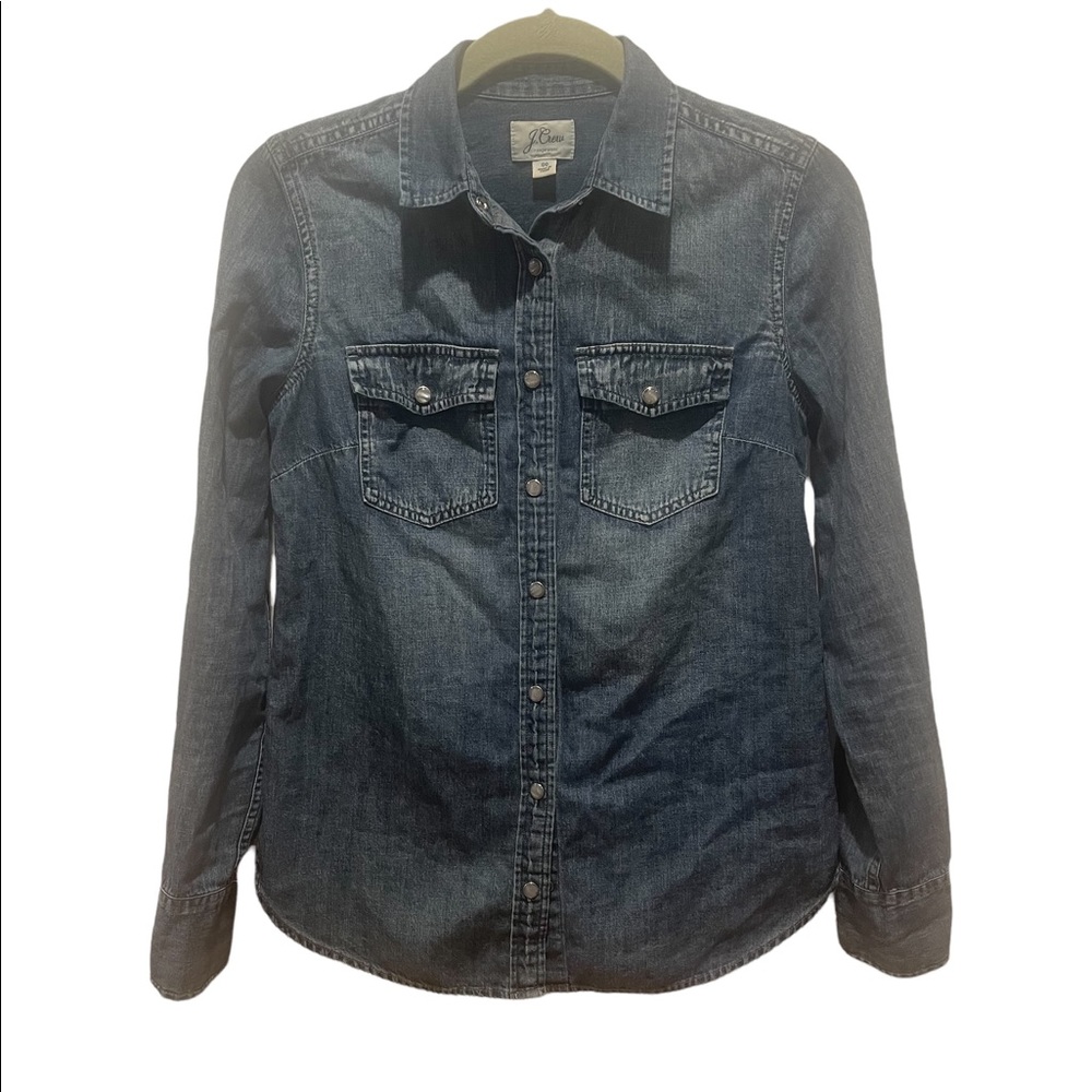 J CREW Western chambray shirt in vintage indigo - Picture 2 of 6